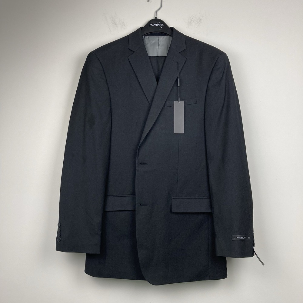 Marc New York Mens Modern-fit 2-Pc Suit 42L / 35Wx33L Black Solid Stretch E11163 - Picture 8 of 13